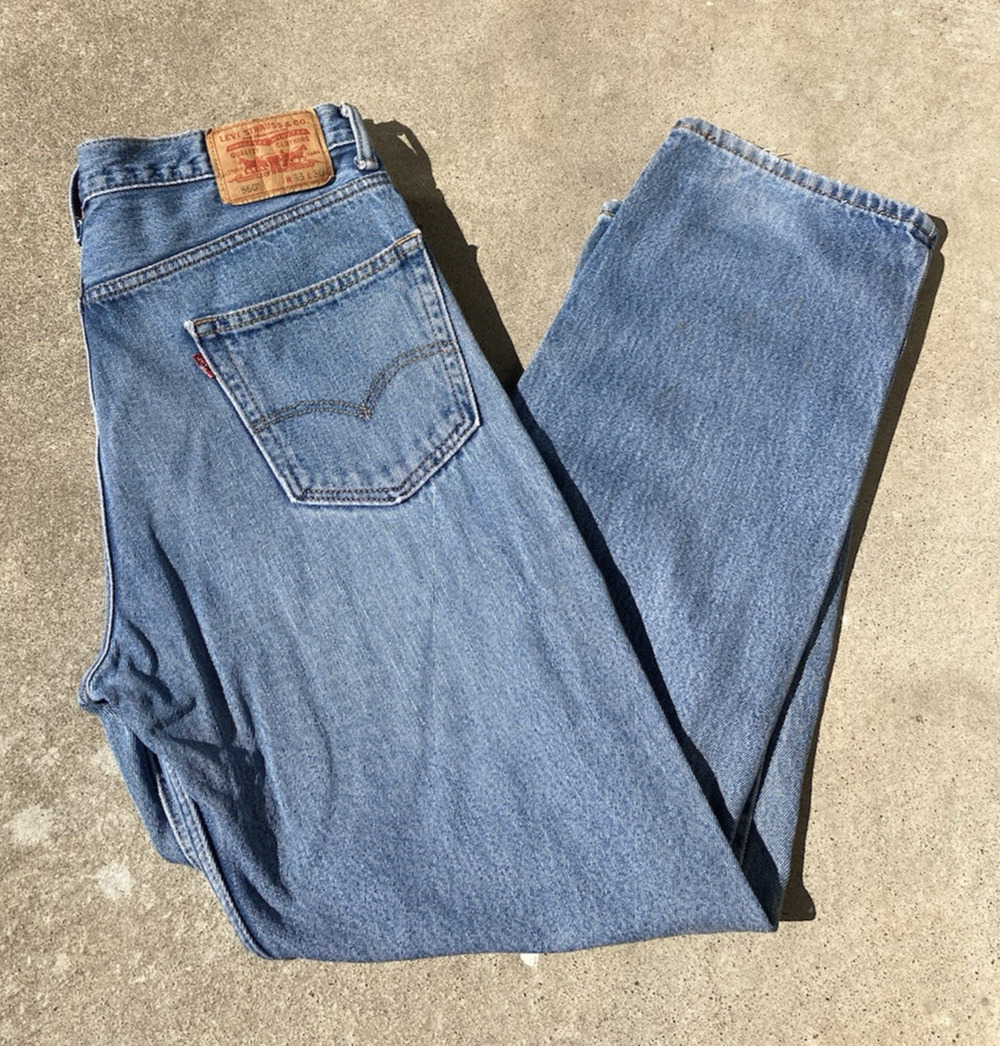 Men's Levi 550 35X30 Light Blue Jeans Pre-owned 100% Cotton